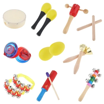 10 Veidu Krāsains Mūzikas Instrumentiem, kas minēti 6 Collu Bungas, Sitamie Rotaļlietas Jauktu Bērniem, Bērnu Agrīnās Izglītības