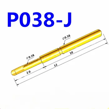 100GAB P038-J Maza, Apaļa Galvas 0.38 mm Pavasarī Testa Zonde Pogo Pin Garums 12.0 mm PCB Kapsulā