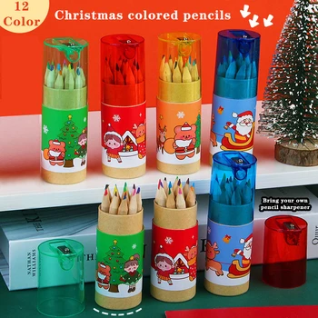 12 Krāsas Ziemassvētku Krāsas Zīmuli, Gleznošana Zīmuļu Komplekts Santa Claus Meitene Lācis Priecīgus Ziemassvētku Dekori Mājas Ziemassvētku Rotājumi