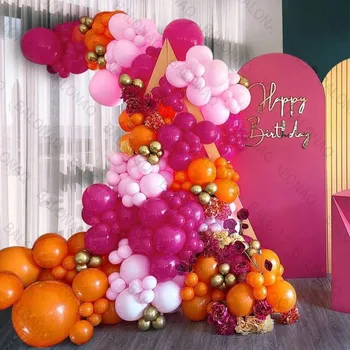 122Pcs Tropu Flamingo Balonu Vainags Komplekts Rose Red Green Orange Lateksa Balonu Bērnu Dušas, Dzimšanas dienas Havaju Luau Puse Dekori