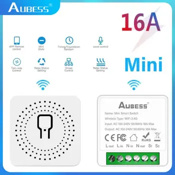 16/10A Mini Tuya Wifi Smart Slēdzis 2-Way Slēdži DIY SmartLife App Taimeris Modulis Balss Vadība Atbalsta Alexa, Google Home