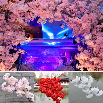 1GB Simulācijas Cherry Blossom Filiāle Mākslīgo Ziedu Viltus Augu Kāzu Dekorēšana Mājas Puse, Dārza Dekori