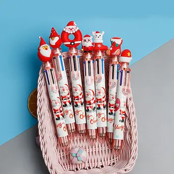 1PC Dāvanas Ziemsvētki Koks Pamatskolas Priecīgus Ziemassvētkus Sešu Krāsu Pildspalva Ziemassvētku Lodīšu Pildspalvu Santa Claus Kancelejas preces