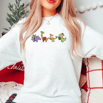 2023 Jaunu Modes Cute Ziemassvētku Dinozauri sporta Krekls Gadījuma Visu maču Ziemassvētku Sieviešu Džemperis Ziemas Ziemassvētku Drēbes Sievietēm
