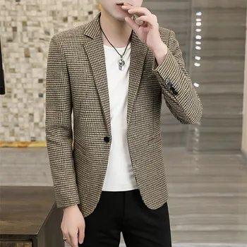 2023 Jaunu Vīriešu Uzvalku Mazo Uzvalks korejiešu Versija Modes Pleds Ikdienas žakete Vīriešu Uzvalku Pavasarī Un Rudenī Collocation
