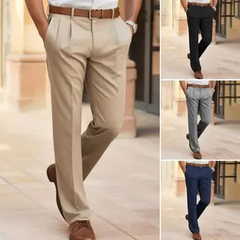 2023 Vīriešu Klasiskā Cietā Krāsas Uzvalku Bikses Vidū pieaug Kabatām Uzņēmuma Birojā Garās Bikses Slim Fit Taisnas Kājas Darba Bikses darba Apģērbi