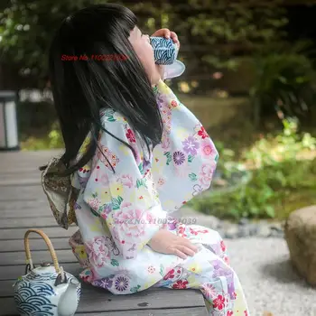 2024 valsts ziedu drukāt kimono kleita japāņu tradicionālo yukata haori kimonos cosplay tērpu bērnu fotogrāfijas kimono kleita