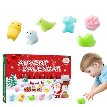 24 Dienas Rotaļlietas Blind Lodziņā Ziemassvētku Adventes Kalendārs Pack Gumijas Dzīvnieku Šķipsnu Rotaļlietas Maņu Rotaļlietas Bērniem Ziemassvētku Dāvanu