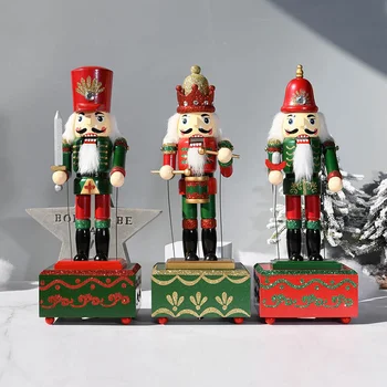 36 cm Riekstkodis Koka Music Box Karavīrs Lelle Vintage Valriekstu Rokdarbu Radošās Dāvanas, Ziemassvētku Rotājumu Mājas Galda Dekorēšana