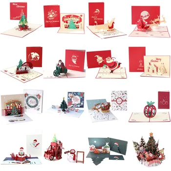 3D Pop Up Apsveikuma kartiņu Ar Aploksni DIY Pastkarti Svētību Dāvanu Karti, Puse Dekori Ziemassvētkos Jaunais Gads Ziemassvētki Noel Navidad
