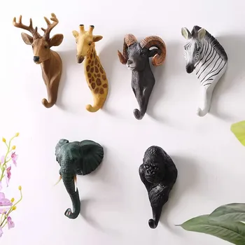 3D Sveķu Dzīvnieku Sienu Apdare, Zilonis, zebra aitu žirafe šimpanze Āķis Taustiņu Sienas Karājas Drēbes Āķis Mājas Telpu Dekorēšana