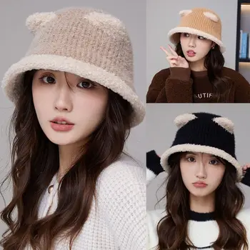 4 Stili Ziemas Cepure Augstas Kvalitātes Modes Cute Sedz Auss Siltas Cepures Adīšanas Vilnas Kauss Sievietēm