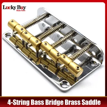 4-Stīgu Bass Tilta Misiņa Seglu String Kosmosa Bass Fiksēto Tiltu Top Piekrauts Chrome 85x44mm