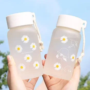 500ml Maza Margrietiņa, caurspīdīgas Plastmasas Ūdens Pudeles BPA Bezmaksas Radošās Matēta Ūdens Pudele Ar Portatīvo Trošu Ceļa Tējas Tase