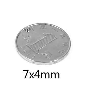 50gab 7x4mm N35 Pastāvīgu Neodīma Magnēti, retzemju Spēcīgu Magnētu spēcīgu Diametrs Maza, Apaļa diska magnētisko 7*4mm
