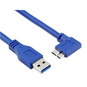 5Gbps USB 3.0 spraudni, lai Mikro B vīriešu 90 grādu leņķis pa kreisi īss vads 60cm 1m Mikro USB 3.0 kabeli, 2FT 3FT