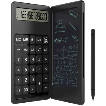 6 Collu LCD Rakstiski Tabletes Digitālās Zīmēšanas bloks Salokāms Kalkulators 12 Ciparu Displejs Ar Irbuli Taustiņu Bloķēšanas Funkcija