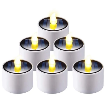 6 Gab. Saules Tējas Gaismas, Uzlādējams LED Flameless Tealight Sveces Logu Āra Kempings Ārkārtas Mājas Dekoru CNIM Karstā