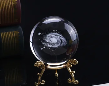 60/80 MM (Diametrs Piena Ceļš Kristāla Bumbu Pasaulē Galaxy Miniatūras 3D Lāzera Iegravēts Stikla Bumba Sfēras Mājas Dekoru Dāvanas