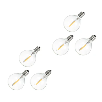 6Pcs G40 LED Nomaiņa Spuldzes, E12 Skrūves Bāzes Shatterproof LED Globe Spuldzes Saules String Silti Balta Gaismas