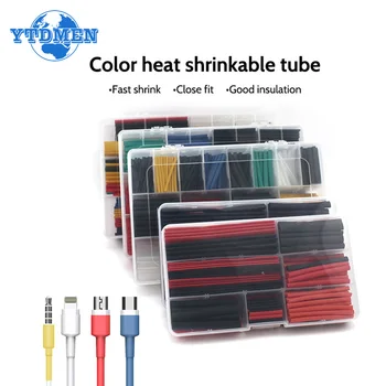 74-850PCS Heat Shrink Tube Set, Heat Shrinkable Caurules Thermofitl par Kabeļu Vadu Izolācijas sarū Saraušanās 2:1/3:1 Kit