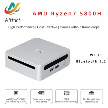 AITTACT Jaunais AMD Ryzen 7 5800H Windows 10/11 MINI PC DDR4 16/32GB 256/512 GB SSD WIFI6 RTL8852, BT5.2 Galda Spēļu Dators