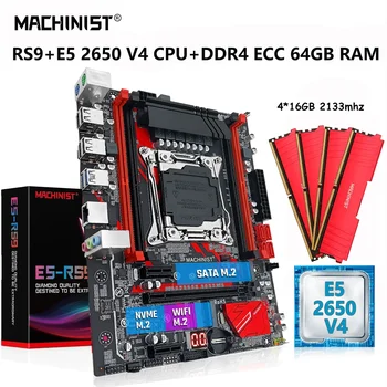 ATSLĒDZNIEKS RS9 X99 Mātesplati Set Komplekts Xeon E5 2650 V4 CPU Procesors LGA 2011-3 64G=4*16.G DDR4 ECC 2133 RAM Atmiņas NVME M. 2 SATA
