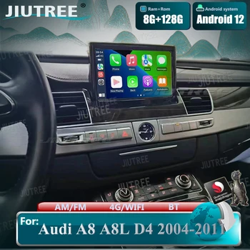Android 12 Qualcomm Auto Radio Audi A8 A8L D4 2004. - 2011. gads nolaižams Ekrāns, Audio, Multimediju Atskaņotājs, GPS navigācijas Carplay