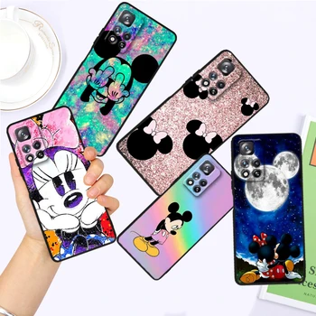 Anime Mickey Disney Minnie Xiaomi Redmi, Ņemiet vērā, 12R 12 12S Turbo 11 11T 11S 10 10S 9 8 Pro Plus 5G Black Būtiska Telefonu Gadījumā