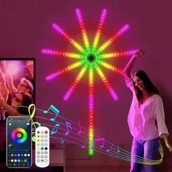 App Kontrolē Uguņošana LED Sloksnes Gaismas Smart Dreamcolor Uguņošanas Gaismas ar Tālvadības 156 LED RGB Starburst Pasaku Gaismu Trešdiena: