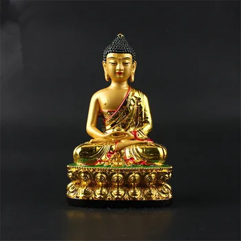 Auspicious Triratna Amitabha Buda Statuja Sveķu Krāsas Zīmēšanas 13cm Attēls Budas Svinīgā Templis veiksmi Apdare