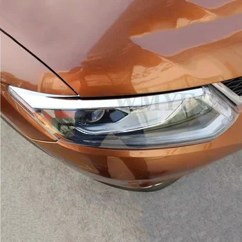 Auto Chrome Eksterjers Priekšējie Galvas Gaismas Lampas, Uzacu Apdares Lentes priekš Nissan X-Trail T32 2014 2015 2016