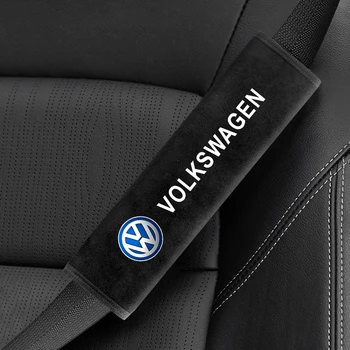 Automašīnas drošības Jostas zamšādas Maiga Tekstūra Jostas Plecu Segtu Elpojošs Aizsardzības Vāks Volkswagen GOLF MK6 Polo VW Tiguan GTI