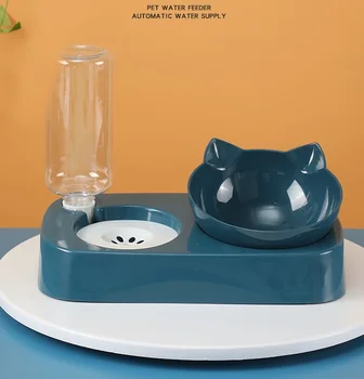 Automātiskās Dzirdināšanas Pet Pakārtotā ar Ūdens Pudeli, Suņu Bļoda, Kaķis ir Pārtikas Bļoda, Izvirzīja Stāvēt Trauku Bļodas Kaķiem