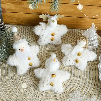 Balta Ziemassvētku Eglītes, Santa Claus Elk Sniegavīrs Atmosfēru Dekori Svētku Dekorēšana Cute Pūkains Kritums Kuloni Kritums Rotājumi 2024