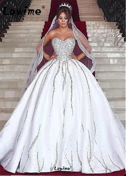 Balts Arābu Kāzu Kleitu Līnijas, Mīļotā Kristāli Fāzēm, Līgavas Kleitas 2023 Kāzu Kleitas Couture Elsojošs Halāti De Marrie