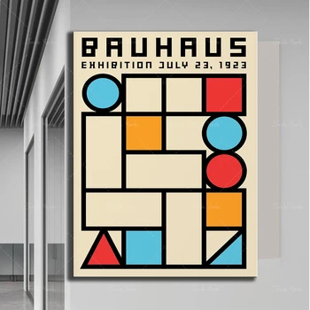 Bauhaus Izstāde Plakātu Ģeometriskā Mākslas Digital Kanvas Glezna Vintage Stila Dzīvojamā Istaba Mājas Dekoru