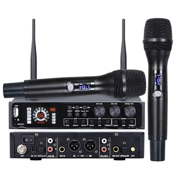 Bezvadu Mikrofonu Sistēmas Vienotā Bezvadu Mikrofonu Komplekts UHF Profesionālās Dinamiskais Mikrofons, Melnā Metāla Karaoke Mājas Baznīcas