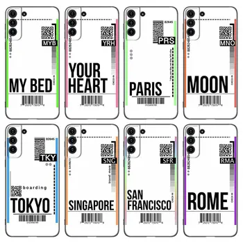 Biļetes Etiķetes Parīzes Tālrunis Case For Samsung Galaxy S22 S23 S20 S21 Ultra FE S10E S10 Lite S8 S9 Plus S6 S7 Malu Melnu Vāciņu