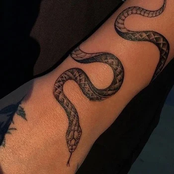Black Arm Pagaidu Tetovējumu Uzlīmes Melnā Čūska Sievieti Vīriešu Ķermeņa Vidukļa Ilgstošu Ūdensizturīgs Tumša Čūska Tetovējumiem Lielā Izmēra