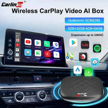 CarlinKit Vadu CarPlay Bezvadu Carplay Android Auto Adapteris Qualcomm 2290 CarPlay AI TV Kastē Par Netflix, YouTube GPS 4G LTE