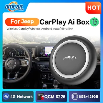 Carplay Tv Kastē Android 13 Sistēmas Wieless Carplay Adapteris Android Auto QCM6225 8GB+128GB Jeep Compass Wrangler Renegade