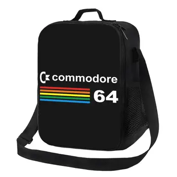 Commodore 64 Datoru Izolētas Pusdienas Soma Skolai Biroja C64 Amiga Geek Nerd Resuable Siltuma Vēsāks Pusdienas Kaste Sievietēm, Bērniem,