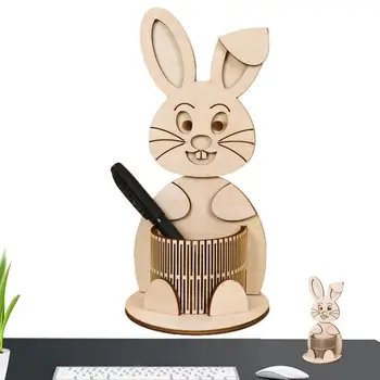 Cute Bunny Pildspalvu Turētājs Lieldienu Darbvirsmas Zīmuļu Turētāji Portatīvo Zīmuli Kauss Dzēšgumijas Lineāli Krītiņi Smieklīgi DIY Pildspalvu Turētājs