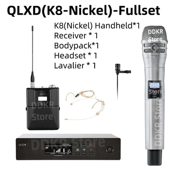 DDKR QLXD4 K8-Niķeļa Fullset UHF True Diversity Bezvadu Mikrofonu Sistēma Karaoke Skatuves Izrādes Mic Bezvadu Professionnel