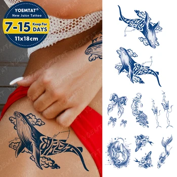 Daļēji Pastāvīgās Augu Vaļu Zvaigznes Ūdensnecaurlaidīgus Pagaidu Tetovējumu Uzlīmes, Sula, Tinte, Kas Ilgst Tetovējumiem Body Art Viltus Tetovējums Sievietes Vīrieši