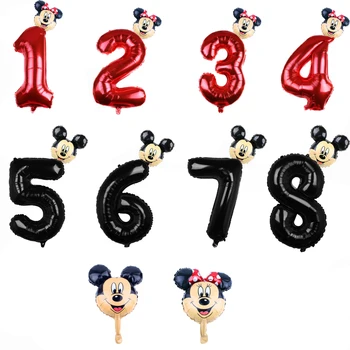 Disney Mickey Minnie Mouse 32 collu Red un Black Digital gaisa Balonu, Dzimšanas dienas svinības Apdare Zēni un Meitenes Dzimšanas dienas ballīti Balonu