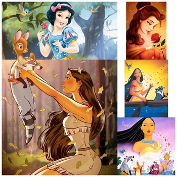 Disney Princess Karikatūra Meitene Pasaku Plakāti un Izdrukas Sienas Mākslas HD Kanvas Glezna Priekšstatu par Dzīves Telpu Dekorēšana Mājas Dekoru
