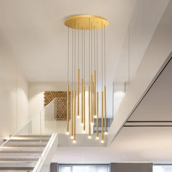Dizainers Luksusa Postmodernisma LED Black Ilgi Piekariņu Gaismas Kristāla Lustras Zelta Kāpnēm, Iekarināta Lampas Griestu Restorāns 