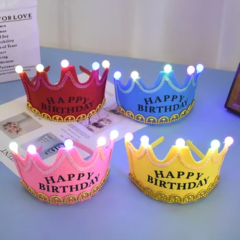 Dzimšanas dienas LED Gaismas Kronis Cepures Cute Princese Kroni ap Galvu stiprināmas Meitenēm, Zēniem, Bērnu Dzimšanas dienas svinības Apdare Baby Dušas Piegāde